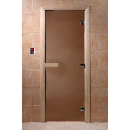 Дверь для сауны Doorwood Теплая ночь 1900x700 (коробка листва, стекло 8 мм, 3 петли) в Новополоцке
