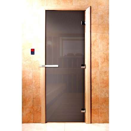 Дверь для сауны Doorwood Сумерки Графит прозрачный 1900x700 (стекло 8 мм, 3 петли) в Новополоцке