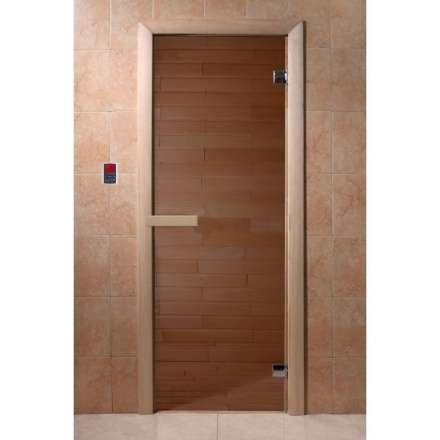 Дверь для бани и сауны Doorwood Бронза матовая 1900x700 (осина, стекло 6 мм, 2 петли) в Новополоцке