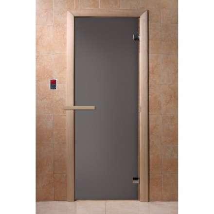 Дверь для бани Doorwood Графит матовый 1900x700 мм (коробка хвоя, стекло 6 мм, 2 петли) в Новополоцке