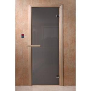 Дверь для бани Doorwood Графит 1900x700 мм (коробка хвоя, стекло 8 мм, 2 петли) в Новополоцке