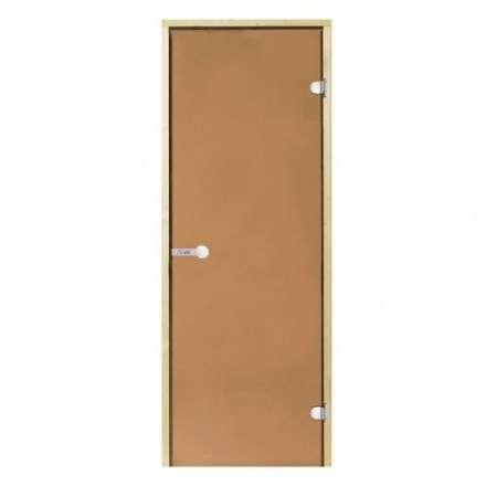 Дверь для бани стеклянная Harvia 7/19 коробка сосна, бронза в Новополоцке