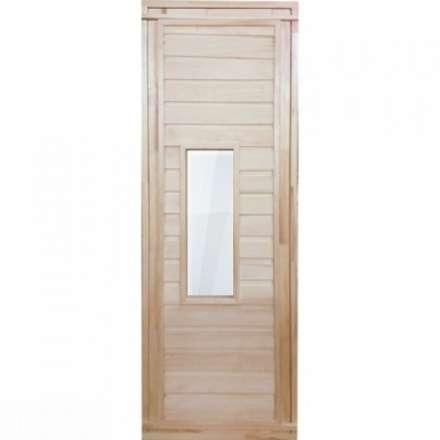 Дверь для бани деревянная 1700х700мм со стеклом купить в Новополоцке