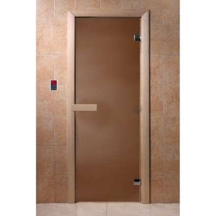 Дверь для бани стеклянная Doorwood Бронза матовая 1800x700 (хвоя, стекло 6 мм, 2 петли) в Новополоцке