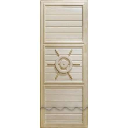 Дверь деревянная для бани DoorWood Штурвал 1840x740 без иллюминатора Эконом в Новополоцке