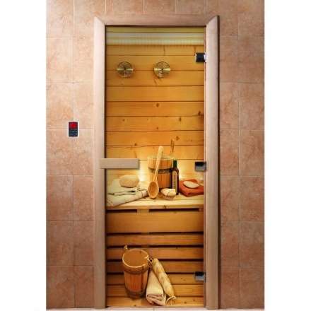 Дверь для сауны Doorwood с фотопечатью A033 1900x700 в Новополоцке