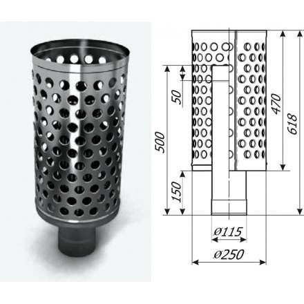 Каменка натрубная ДИЗЕЛЬ, ф115, 1/0,5мм, нерж/нерж в Новополоцке