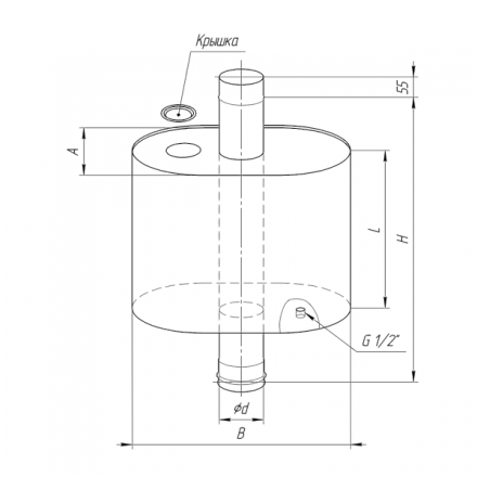 Бак Ferrum Комфорт эллиптический с трубой 60 л в Новополоцке