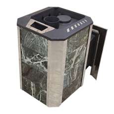 Печь Пегас 16 панорама в камне змеевик в Новополоцке