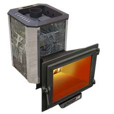 Печь Пегас 16 панорама в камне змеевик Амазонка бай фото в Новополоцке