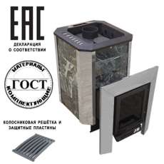 Печь Пегас 16 нерж со стеклом в камне змеевик в Новополоцке