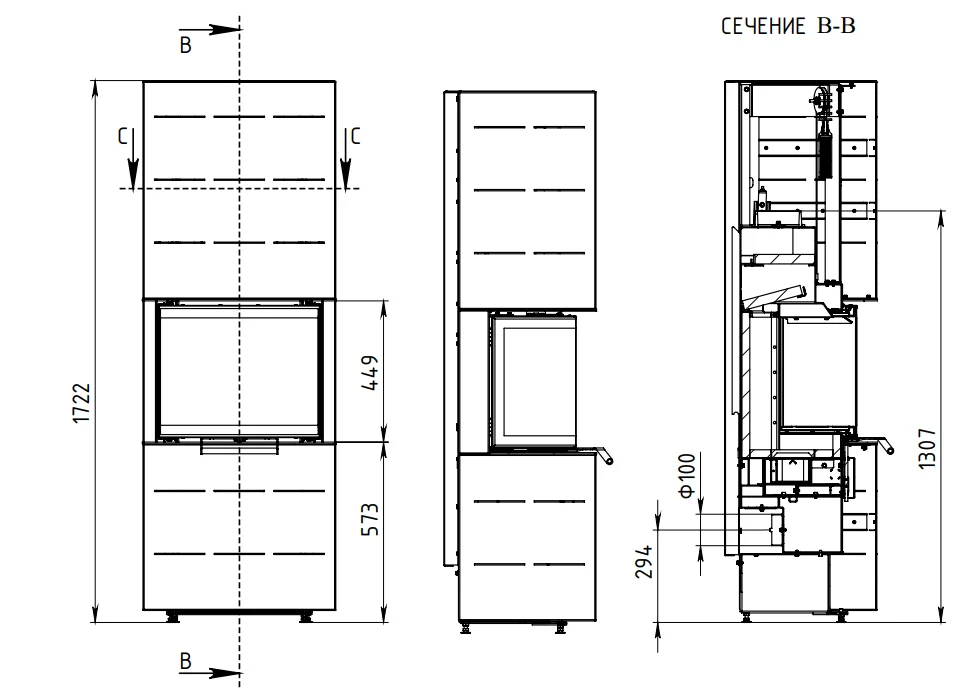 Печь-камин АОТ 7.0-01 в модификации Селена 7 в Новополоцке
