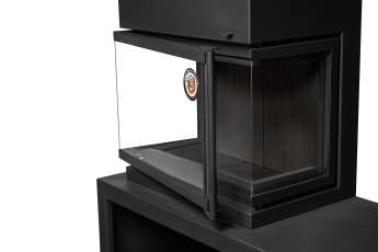 Камин МАДРИД на дровнике Гигант слева черный\белый шамот в Новополоцке