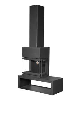 Камин МАДРИД на дровнике Гигант слева черный\белый шамот в Новополоцке