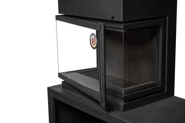 Камин МАДРИД на дровнике Гигант слева черный\белый шамот в Новополоцке