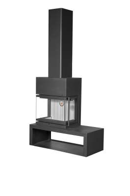 Камин МАДРИД на дровнике Гигант слева черный\белый шамот в Новополоцке