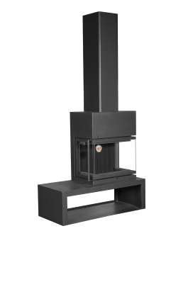 Камин МАДРИД на дровнике Гигант справа черный\белый шамот в Новополоцке