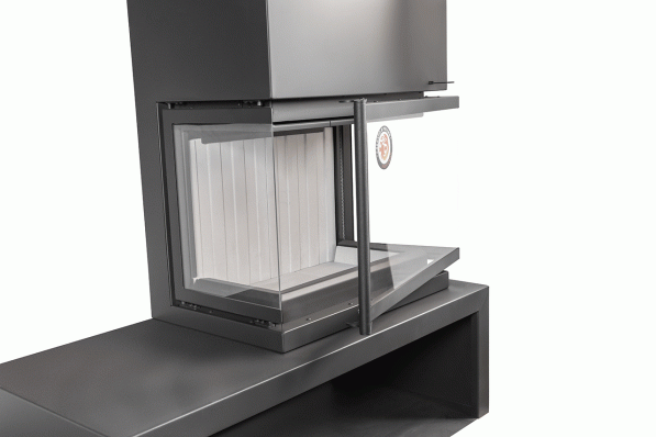 Камин МАДРИД на дровнике Гигант справа черный\белый шамот в Новополоцке