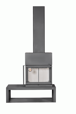 Камин МАДРИД на дровнике Гигант справа черный\белый шамот в Новополоцке