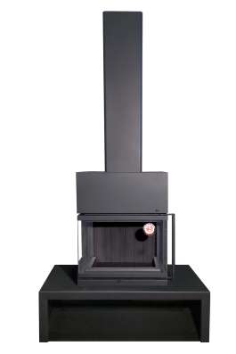 Камин МАДРИД на дровнике Гигант центральный черный\белый шамот в Новополоцке