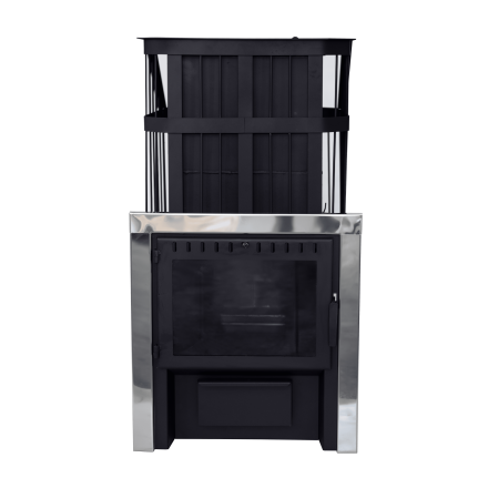 Печь банная Сибирь-24 c закрытой каменкой, панорамная дверца в Новополоцке