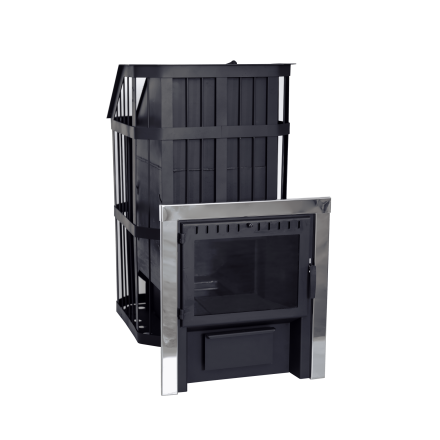 Печь банная Сибирь-24 c закрытой каменкой, панорамная дверца в Новополоцке