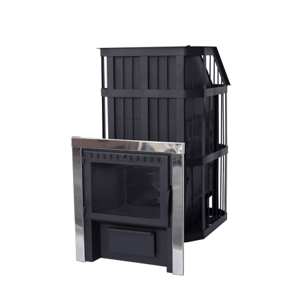 Печь банная Сибирь-24 c закрытой каменкой, панорамная дверца Амазонка бай фото в Новополоцке