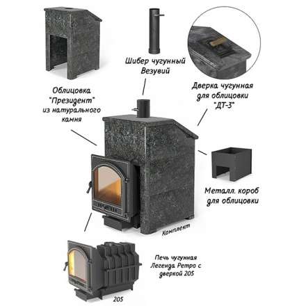 Комплект Президент Везувий Легенда Ретро 205 Пироксенит Элит в Новополоцке