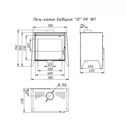 Печь-камин стальная со стеклом Бавария 12 фото в Новополоцке