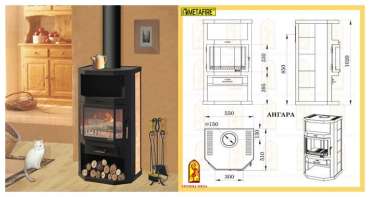 Купить стальной камин с шамотом Мета-Бел Ангара в Новополоцке фото в Новополоцке
