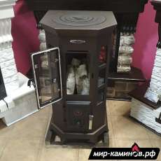 Недорогая стальная печь Термофор Статика Секста, чёрная бронза фото в интерьере в Новополоцке
