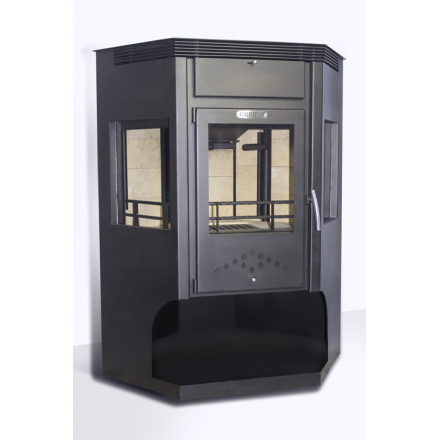 Стальная печь-камин Сибирь 15 с дровницей фото в Новополоцке