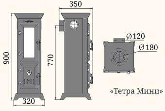 Отопительная печь Термофор Статика Тетра Мини, чёрная бронза фото в Новополоцке