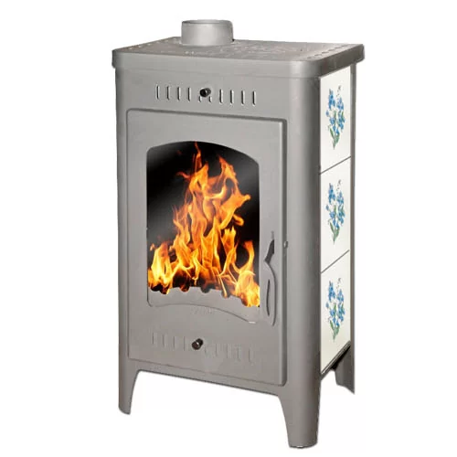 Стальной камин со стеклом Бавария Оптима Незабудка с плитой фото в Новополоцке