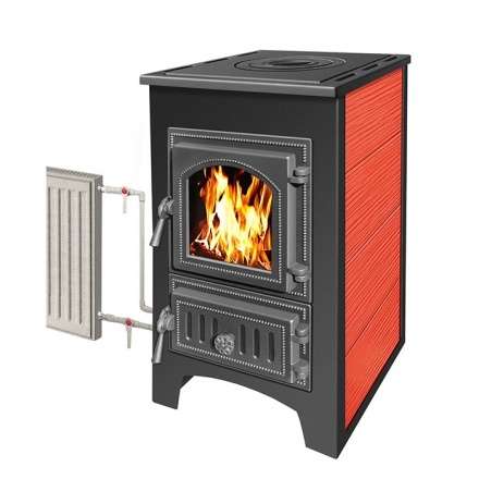 Печь-камин Везувий ПК-01 (270) с плитой и т/о красный 9 кВт купить в Новополоцке