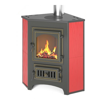 Печь-камин Везувий ПК-01 (220) с конфоркой угловой красный 9 кВт купить в Новополоцке