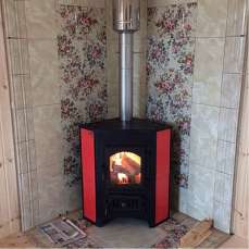 Купить Печь-камин Везувий ПК-01 (220) угловой красный 9 кВт в Новополоцке в Новополоцке