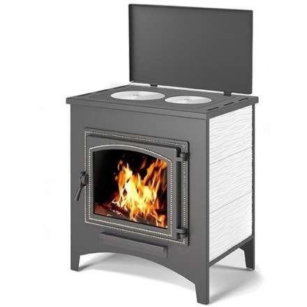 Печь-камин Везувий ПК-04 (240) с плитой беж 12 кВт Амазонка бай фото в Новополоцке