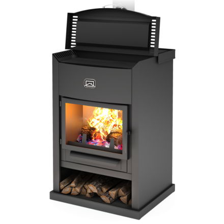 Стальной камин с дровницей Теплодар ОВ-120 (прямой) фото в Новополоцке