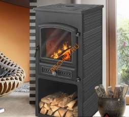 Недорогой стальной печь-камин со стеклом ЭТНА (БКД) с плитой Амазонка бай фото в Новополоцке