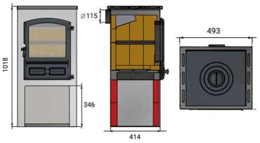 Стальной камин со стеклом ЭТНА (БКД) с плитой и теплообменником фото в Новополоцке