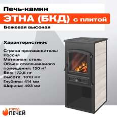 Стальной печь-камин ЭТНА (БКД) с плитой и ТО фото  в Новополоцке