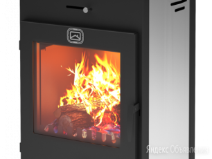 Стальной недорогой камин со стеклом и дровницей Теплодар Танго плюс фото в Новополоцке