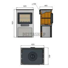 Стальная печь-камин со стеклом ЭТНА (Панорама) с плитой Амазонка бай фото в Новополоцке