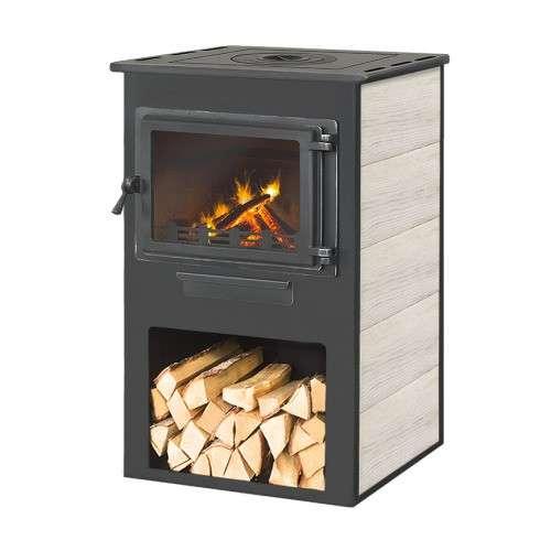 Печь-камин ЭТНА (Панорама) с плитой Амазонка бай фото в Новополоцке