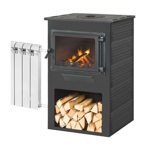 Печь-камин ЭТНА (Панорама) с плитой и ТО Амазонка бай фото в Новополоцке