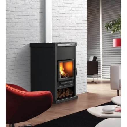 Стальной недорогой камин Теплодар ОВ-140 (прямой) фото в интерьере в Новополоцке