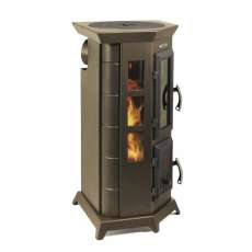 Отопительная недорогая печь Термофор Статика Квинта, чёрная бронза фото с боку в Новополоцке