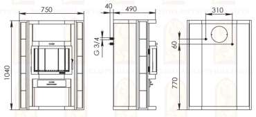 Купить недорогой камин с теплообменником Мета-Бел АОТВ 9.0-03 Печора-Аква в Новополоцке фото в Новополоцке