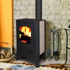 Недорогой стальной печь-камин Экокамин с плитой в интерьере фото в Новополоцке